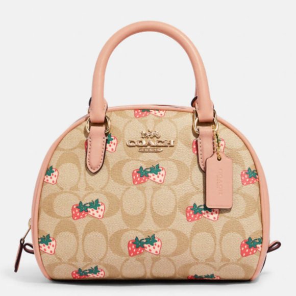 Coach Handbags - Coach | Sydney Satchel In Signature Canvas With Strawberry Print